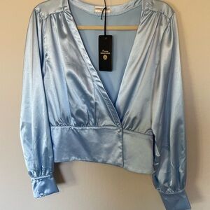 Sherman Morgan Light Blue Satin Top